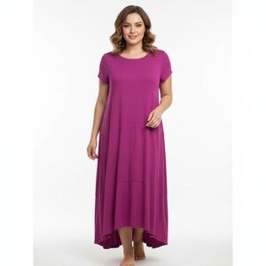 Eileen Fisher Magenta Pink Midi Pocket Dress Small